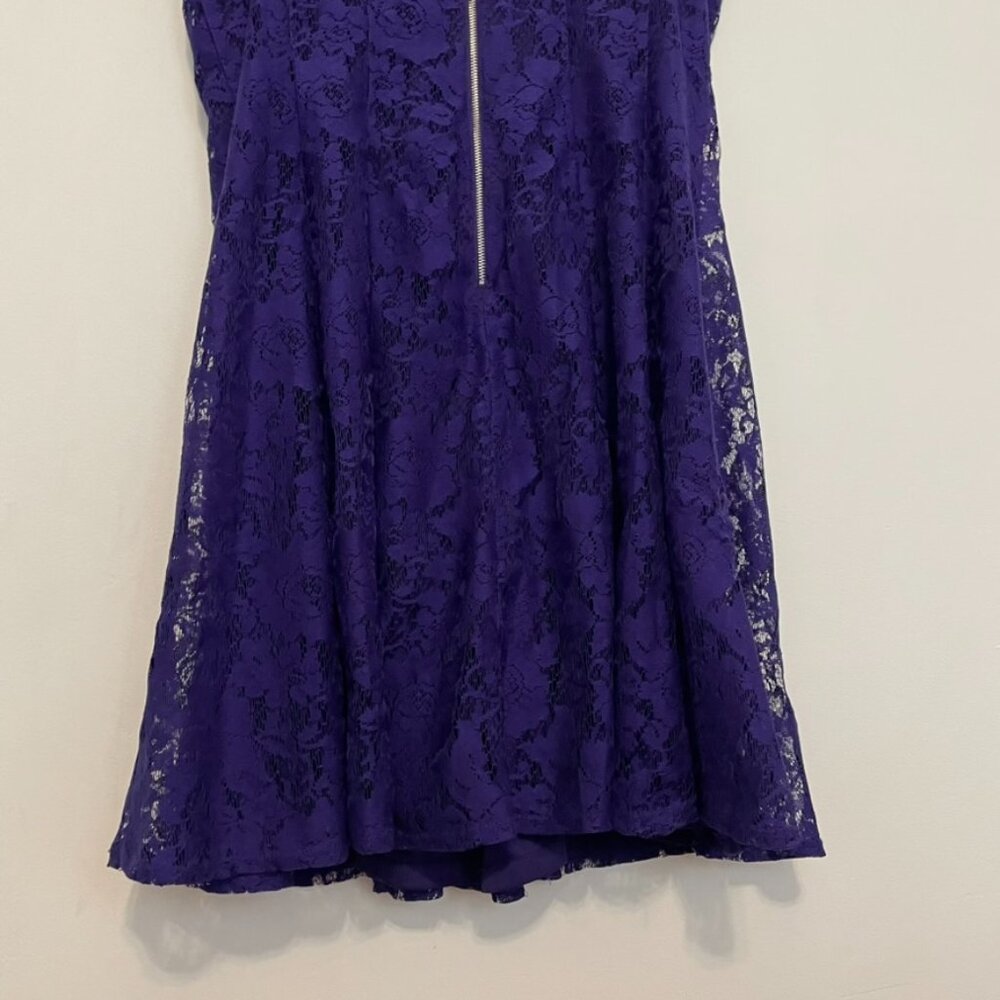 DANNY & NICOLE Sleeveless Lace Fit & Flare Dress Dark Purple Party Wedding Work - Picture 14 of 15